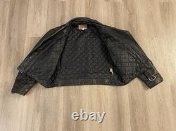 Vintage Excelled Black Leather Motorcycle Jacket Size 50R USA Made 80s Punk