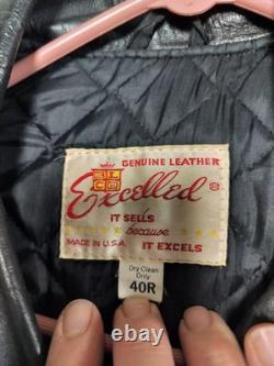 Vintage Excelled Genuine Leather Jacket Motorcycle Biker Size 40