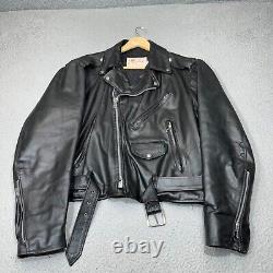 Vintage Excelled Jacket Men 44 Black Motorcycle Leather USA Rocker 70s Biker