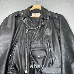 Vintage Excelled Jacket Men 44 Black Motorcycle Leather USA Rocker 70s Biker
