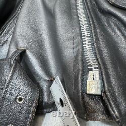 Vintage Excelled Jacket Men 44 Black Motorcycle Leather USA Rocker 70s Biker