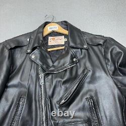 Vintage Excelled Jacket Men 44 Black Motorcycle Leather USA Rocker 70s Biker