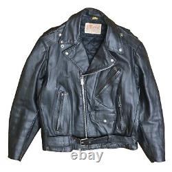 Vintage Excelled Leather Classic Motorcycle Jacket Size 44 Black