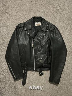Vintage Excelled Leather Jacket Men's Size 44 Black USA Biker Motorcycle Ride