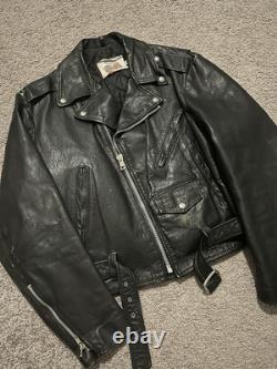 Vintage Excelled Leather Jacket Men's Size 44 Black USA Biker Motorcycle Ride