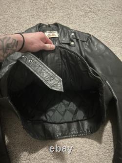 Vintage Excelled Leather Jacket Men's Size 44 Black USA Biker Motorcycle Ride