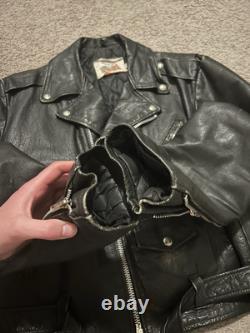 Vintage Excelled Leather Jacket Men's Size 44 Black USA Biker Motorcycle Ride