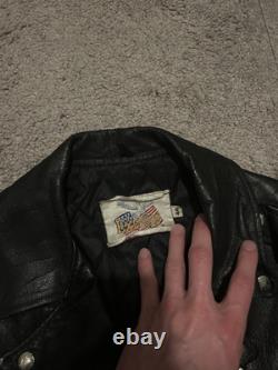 Vintage Excelled Leather Jacket Men's Size 44 Black USA Biker Motorcycle Ride
