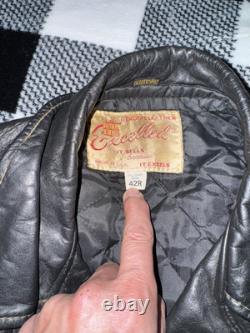 Vintage Excelled Leather Jacket Motorcycle Perfecto Style Punk Rock Size 42R