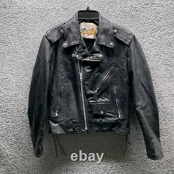Vintage Excelled Leather Motorcycle Jacket Adult Size 40 Black Coat Mens Biker