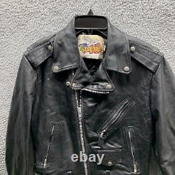 Vintage Excelled Leather Motorcycle Jacket Adult Size 40 Black Coat Mens Biker