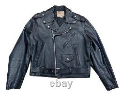 Vintage Excelled Leather Motorcycle Jacket Black Size 44R USA