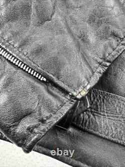 Vintage Excelled Leather Motorcycle Jacket Black Size 44R USA