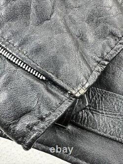 Vintage Excelled Leather Motorcycle Jacket Black Size 44R USA