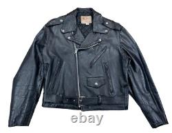 Vintage Excelled Leather Motorcycle Jacket Black Size 44R USA G2U