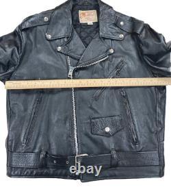 Vintage Excelled Leather Motorcycle Jacket Black Size 44R USA G2U