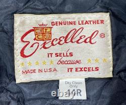 Vintage Excelled Leather Motorcycle Jacket Black Size 44R USA G2U