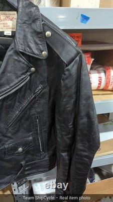 Vintage Excelled Leather Motorcycle Jacket Black Size 44R USA G2U