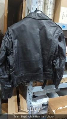 Vintage Excelled Leather Motorcycle Jacket Black Size 44R USA G2U