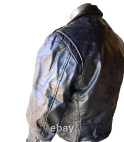 Vintage Excelled Men's Black Genuine Leather Motorcycle Biker Jacket 42R USA