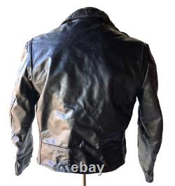 Vintage Excelled Men's Black Genuine Leather Motorcycle Biker Jacket 42R USA