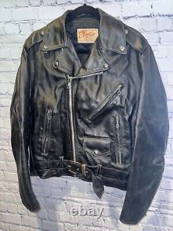 Vintage Excelled Size 40 Reg. Black Leather Brando Motorcycle Jacket