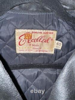 Vintage Excelled Size 40 Reg. Black Leather Brando Motorcycle Jacket