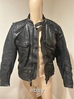 Vintage FIELDSHEER Men's Black Motorcycle Leather Jacket Size USA 40