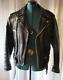 Vintage FIRST Genuine Leather Black Motorcycle biker jacket Sm/Med well worn in