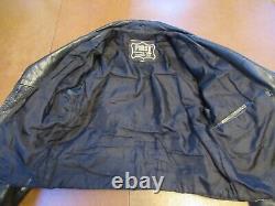 Vintage FIRST Genuine Leather Black Motorcycle biker jacket Sm/Med well worn in
