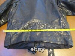 Vintage FIRST Genuine Leather Black Motorcycle biker jacket Sm/Med well worn in