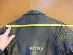 Vintage FIRST Genuine Leather Black Motorcycle biker jacket Sm/Med well worn in