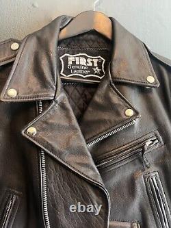 Vintage FIRST genuine leather moto biker jacket XL