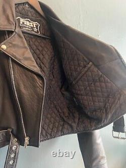 Vintage FIRST genuine leather moto biker jacket XL