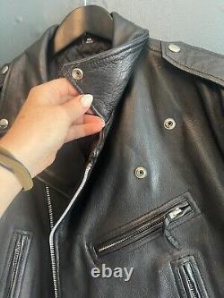 Vintage FIRST genuine leather moto biker jacket XL