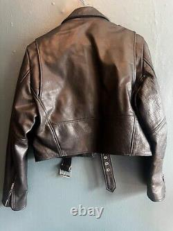 Vintage FIRST genuine leather moto biker jacket XL