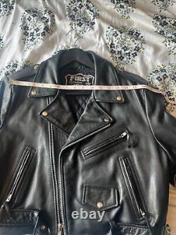 Vintage FIRST genuine leather moto biker jacket XL