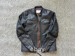 Vintage FIVE STAR leather jacket 38 black GOATSKIN motorcycle CAFE RACER black