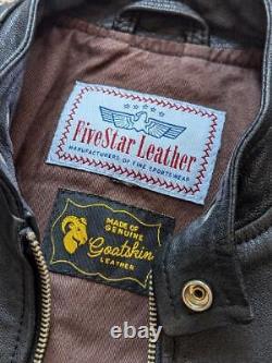 Vintage FIVE STAR leather jacket 38 black GOATSKIN motorcycle CAFE RACER black
