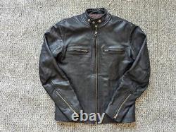 Vintage FIVE STAR leather jacket 38 black GOATSKIN motorcycle CAFE RACER black
