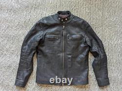 Vintage FIVE STAR leather jacket 38 black GOATSKIN motorcycle CAFE RACER black