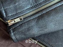 Vintage FIVE STAR leather jacket 38 black GOATSKIN motorcycle CAFE RACER black