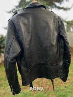 Vintage FMC Black Leather Motorcycle Jacket Mens Size 28 Great Condition