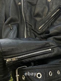 Vintage FMC Black Leather Motorcycle Jacket Mens Size 28 Great Condition