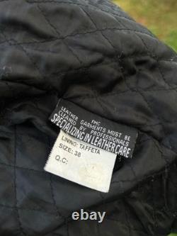 Vintage FMC Black Leather Motorcycle Jacket Mens Size 28 Great Condition