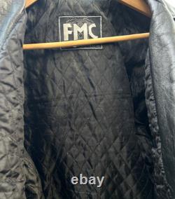 Vintage FMC Black Leather Motorcycle Jacket Mens Size 28 Great Condition