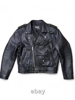 Vintage FMC Genuine Leather Biker Motorcycle Jacket Size 40