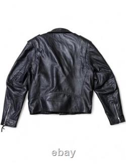 Vintage FMC Genuine Leather Biker Motorcycle Jacket Size 40