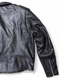 Vintage FMC Genuine Leather Biker Motorcycle Jacket Size 40