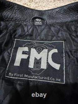 Vintage FMC Genuine Leather Biker Motorcycle Jacket Size 40